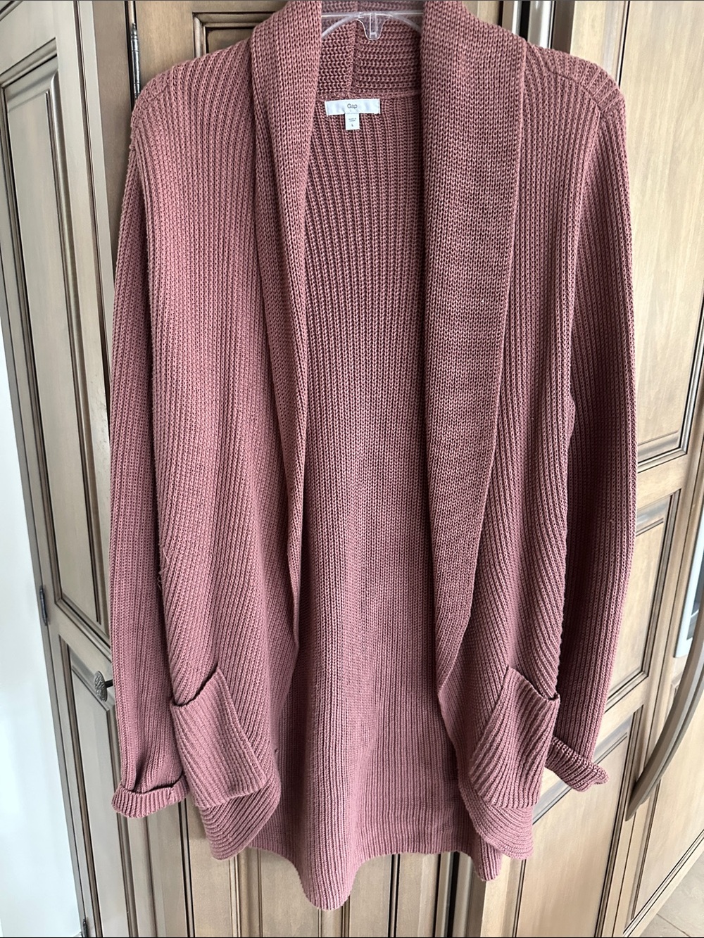 GAP Open-Front Cardigan Sweater in Dusty Rose